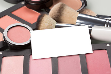 Image showing makeup cosmetics for eyes and bussiness card