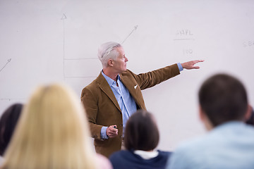 Image showing teacher with a group of students in classroom