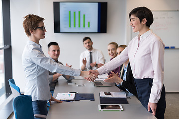 Image showing business womans handshake