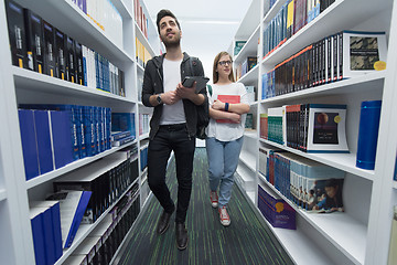 Image showing students group  in school  library