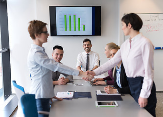 Image showing business womans handshake