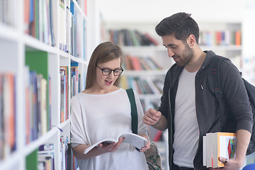 Image showing students couple  in school  library