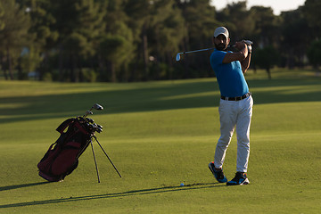 Image showing golfer hitting long shot