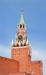 Image showing Kremlin. Tower. Clock. Red star.