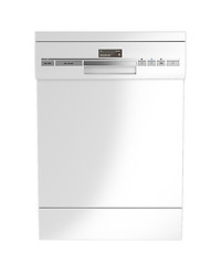 Image showing Front view of white dishwasher