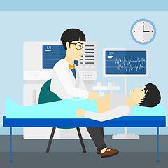 Image showing Patient under ultrasound examination.