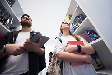 Image showing students group  in school  library