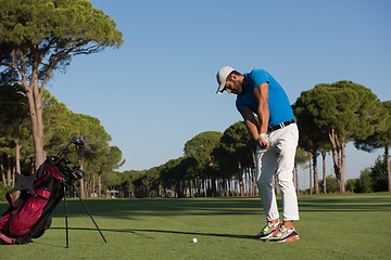 Image showing golf player hitting shot