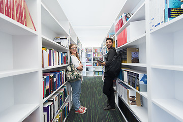 Image showing students group  in school  library