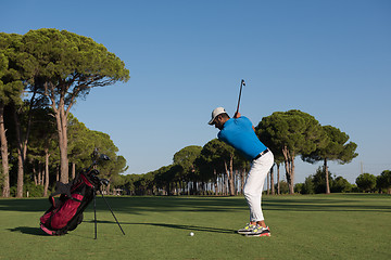 Image showing golf player hitting shot