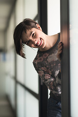 Image showing portrait of business woman in casual clothes at startup office