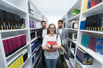 Image showing students group  in school  library