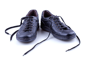 Image showing Black leather men's shoes