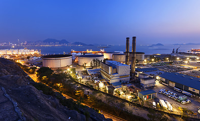 Image showing petrochemical industrial plant at night