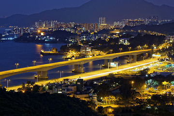 Image showing Highway in Hong Kong at night