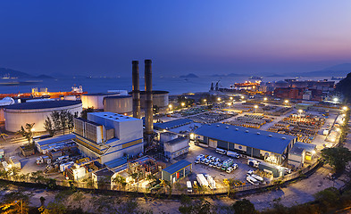 Image showing petrochemical industrial plant at night