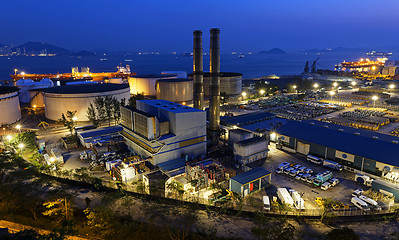 Image showing petrochemical industrial plant at night