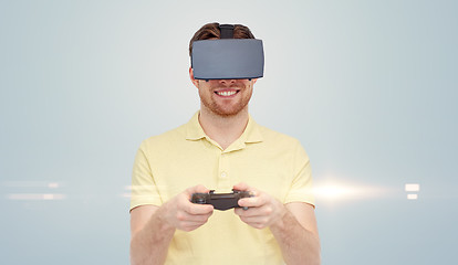 Image showing man in virtual reality headset or 3d glasses