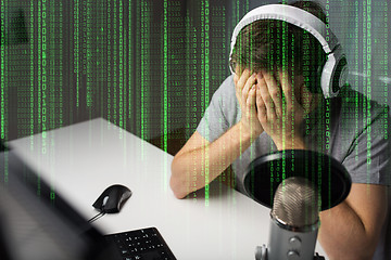 Image showing close up of man losing computer video game