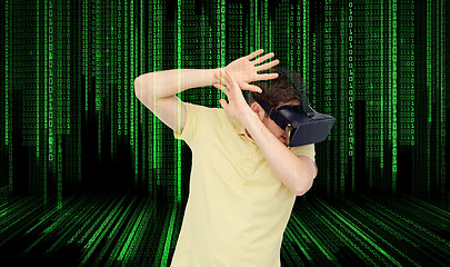 Image showing man in virtual reality headset or 3d glasses