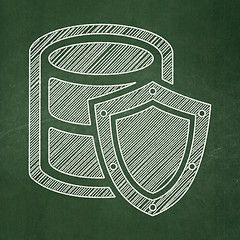 Image showing Software concept: Database With Shield on chalkboard background