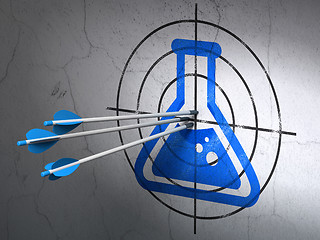 Image showing Science concept: arrows in Flask target on wall background