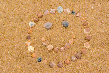 Image showing Happy face on the beach