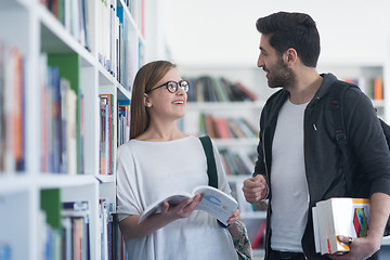 Image showing students couple  in school  library