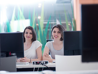 Image showing technology students group in computer lab school  classroom