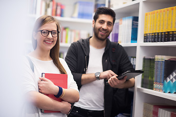 Image showing students group  in school  library