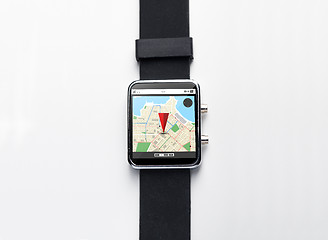 Image showing close up of smart watch with gps navigator map