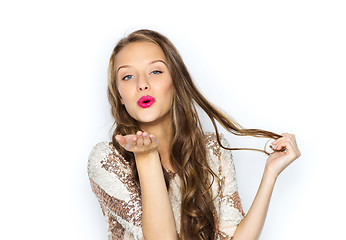 Image showing happy young woman or teen girl in fancy dress