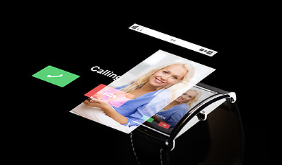 Image showing close up of smart watch with incoming call