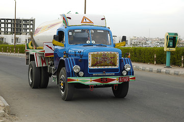 Image showing Old truck with arabian people on Hurghada street