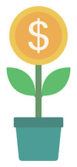 Image showing Money flower with golden coin