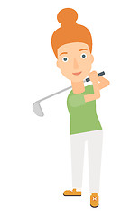 Image showing Golf player hitting the ball.