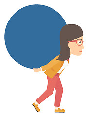 Image showing Woman carrying big ball.