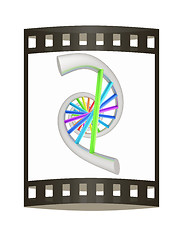 Image showing DNA structure model on white. The film strip