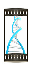 Image showing DNA structure model on white. The film strip