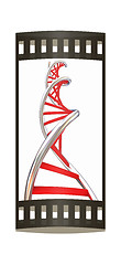 Image showing DNA structure model on white. The film strip