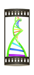 Image showing DNA structure model on white. The film strip