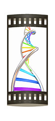 Image showing DNA structure model on white. The film strip