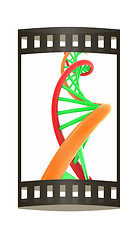 Image showing DNA structure model on white. The film strip