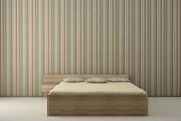 Image showing bedroom and striped wallpaper