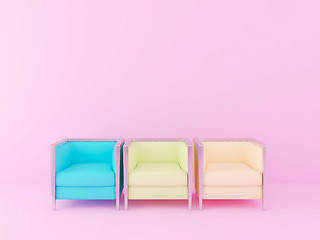 Image showing colorful chairs in the pink room