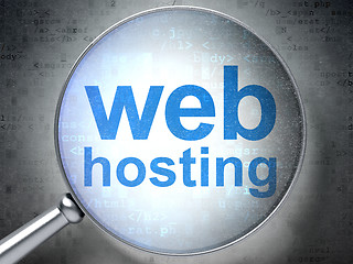 Image showing Web development concept: Web Hosting with optical glass