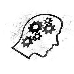 Image showing Business concept: Head With Gears on Digital background