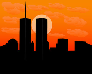 Image showing twin towers at sundown