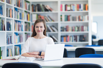 Image showing female student study in school library