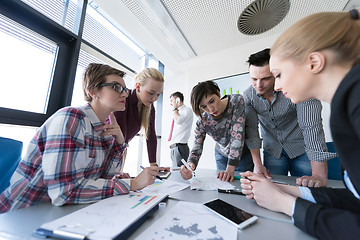 Image showing top  view of business people group brainstorming on meeting